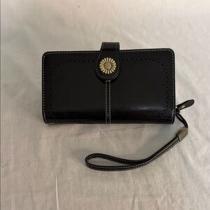 Black Women's Wallet with Floral Detail
